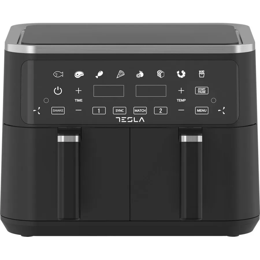 Friteuza Aer Cald AF900BSD 9L 2400W Panou Digital Cos Dublu 8 Programe Negru