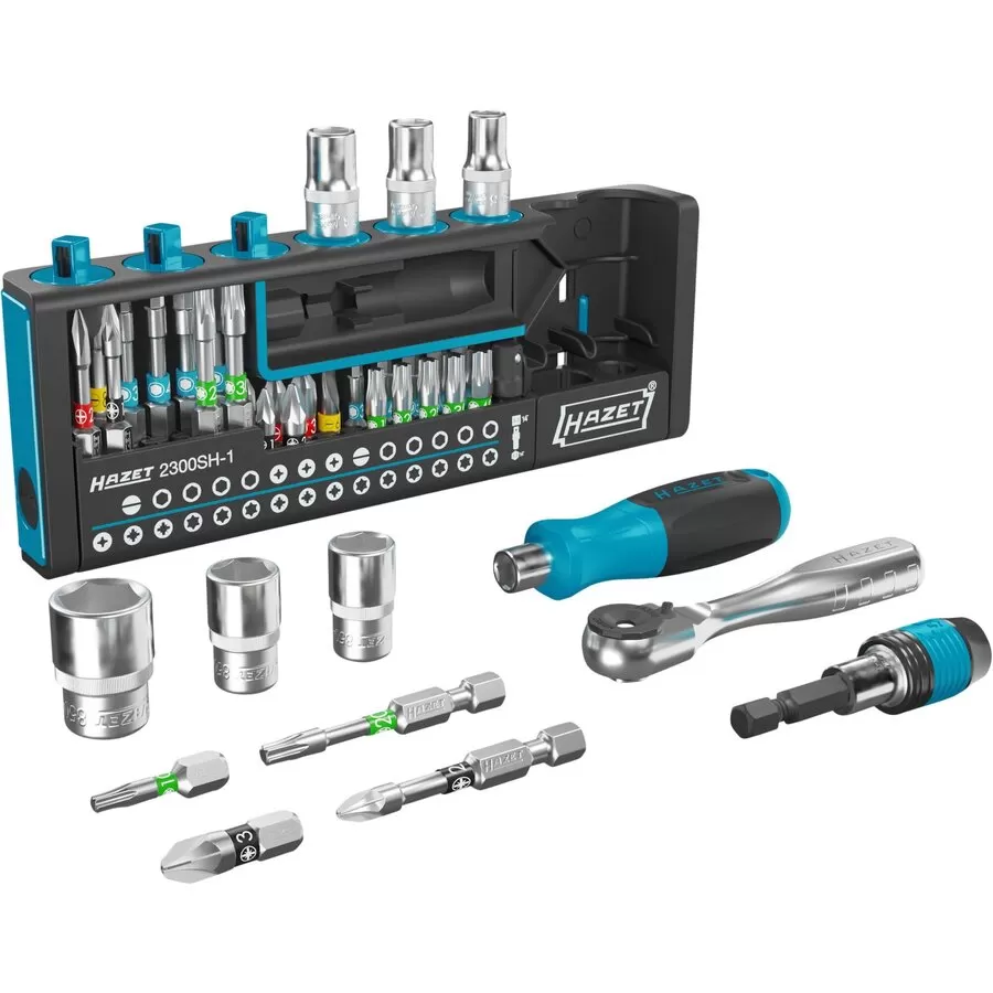 SmartHolder 2300SH-1, socket and bit set 1 4 black, 39 pieces, including fine-tooth reversible ratchet