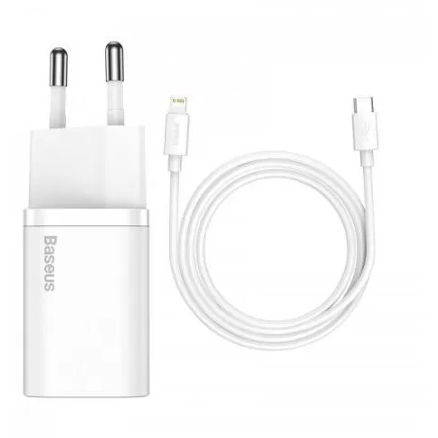 Incarcator Retea TZCCSUP-B02 Super Si Quick Charge 20W 1 x USB Type-C 5V 3A Max Include Cablu USB Type-C la Lightning Iphone 1M Alb