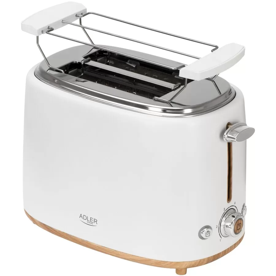 Prajitor de Paine AD 3225 2 Felii 6 Trepte Rumenire Suport pentru Chifle 950W Alb