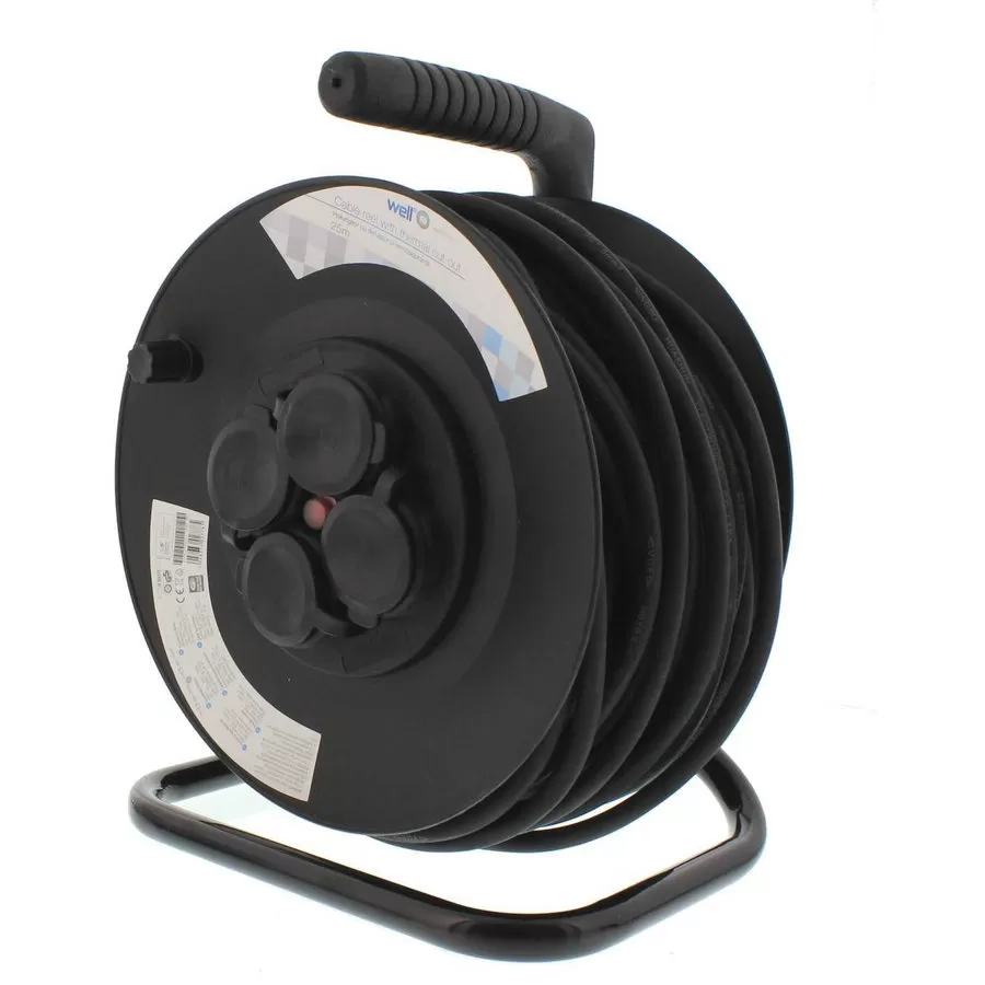 Prelungitor cu Derulator 4 Prize 25m Negru