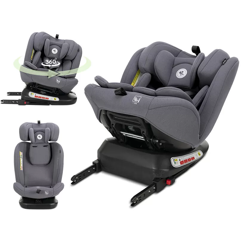 Scaun Auto Copii Capella i-Size Isofix Rotativ 360 Grade 0 Luni - 12 Ani 40-150CM Maxim 36CM Gri