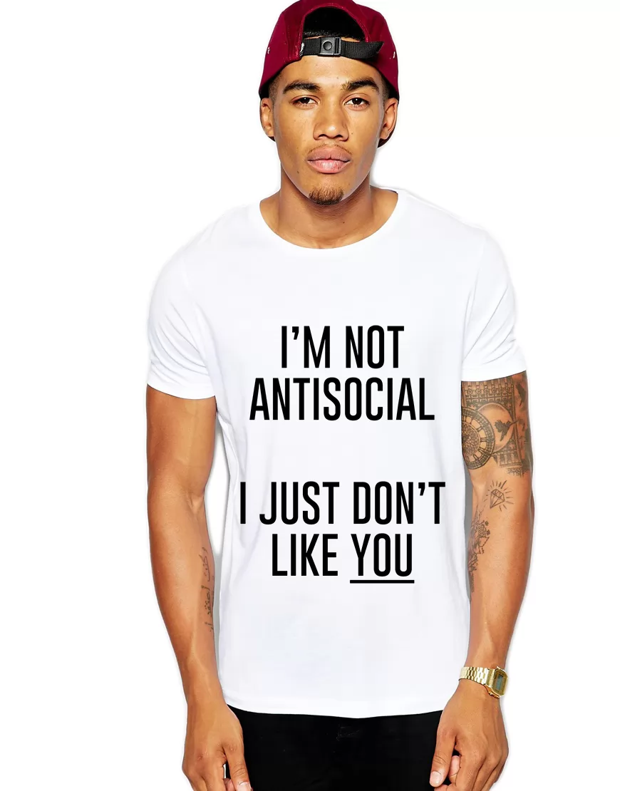 Tricou alb barbati - I'm not antisocial