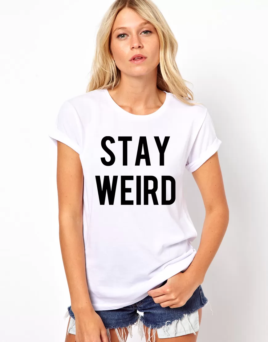 Tricou dama alb - Stay Weird