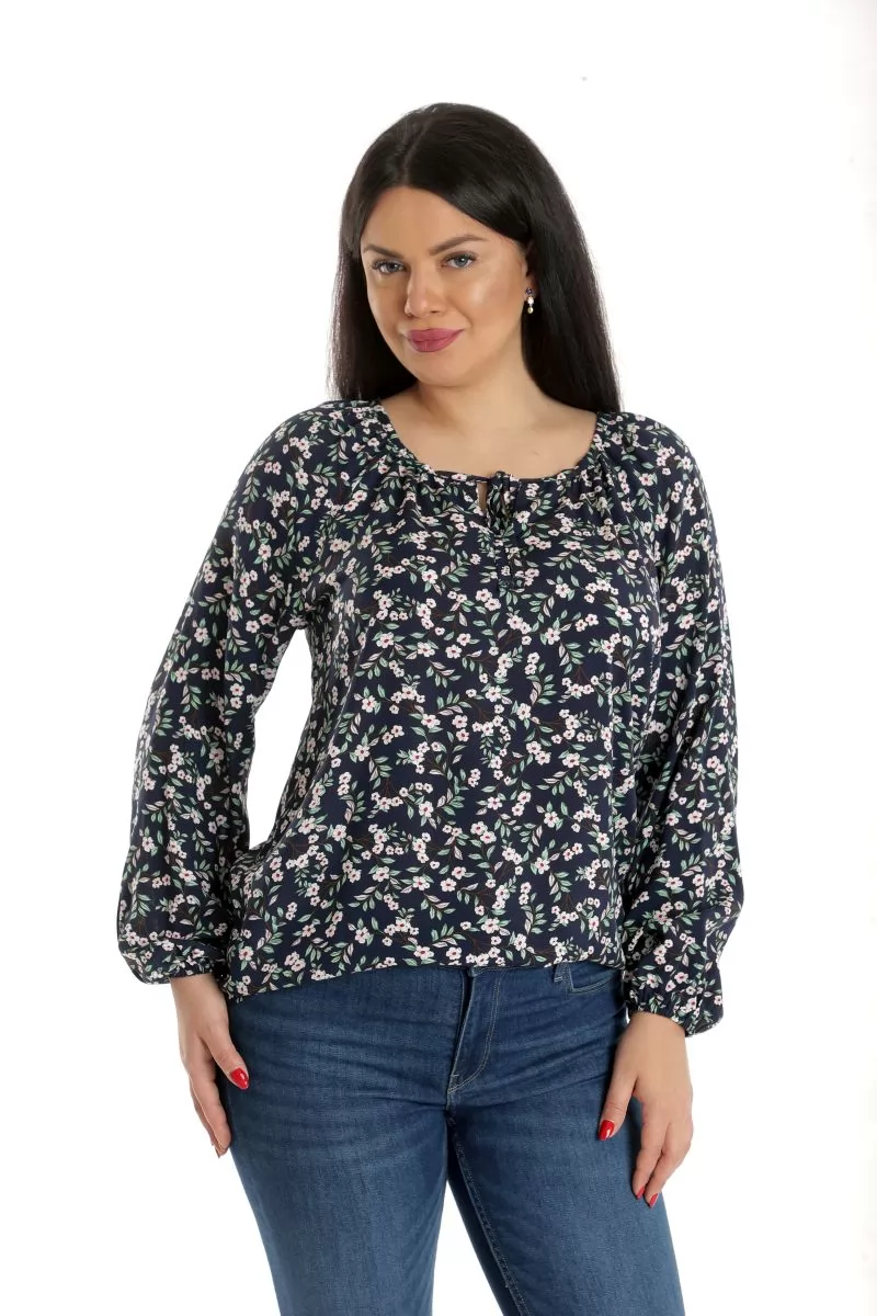 Bluza Dama, tip IE, Bleumarin cu imprimeu Floral