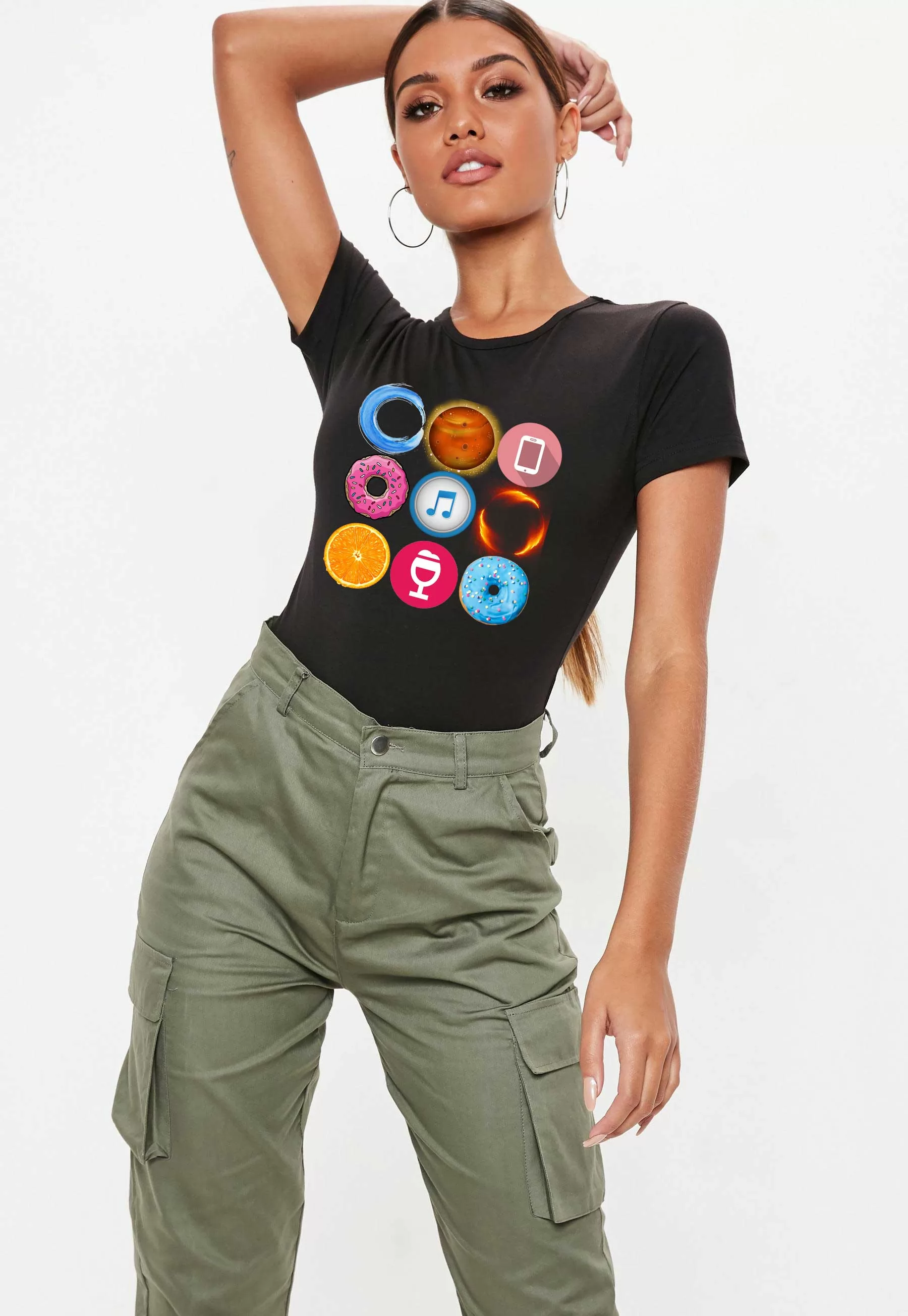 Tricou dama negru - Circle