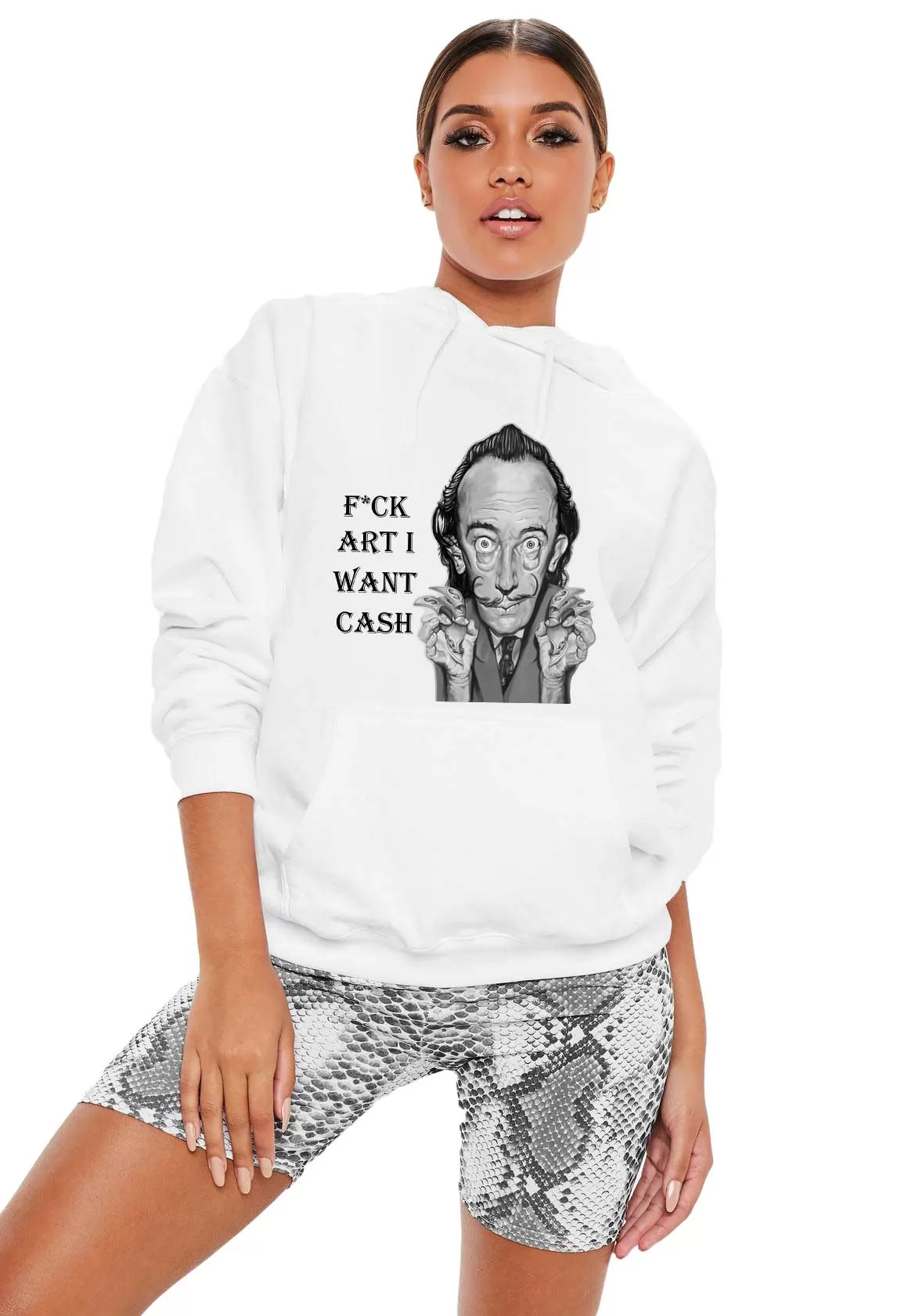 Hanorac dama alb - Dali - I want CASH