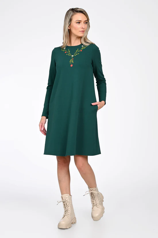 Rochie Dama, Eranthe, A-Line, cu Pictura Realizata Manual V363A