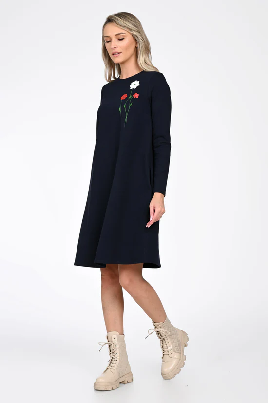 Rochie Dama, Eranthe, A-Line, cu Pictura Realizata Manual V364A