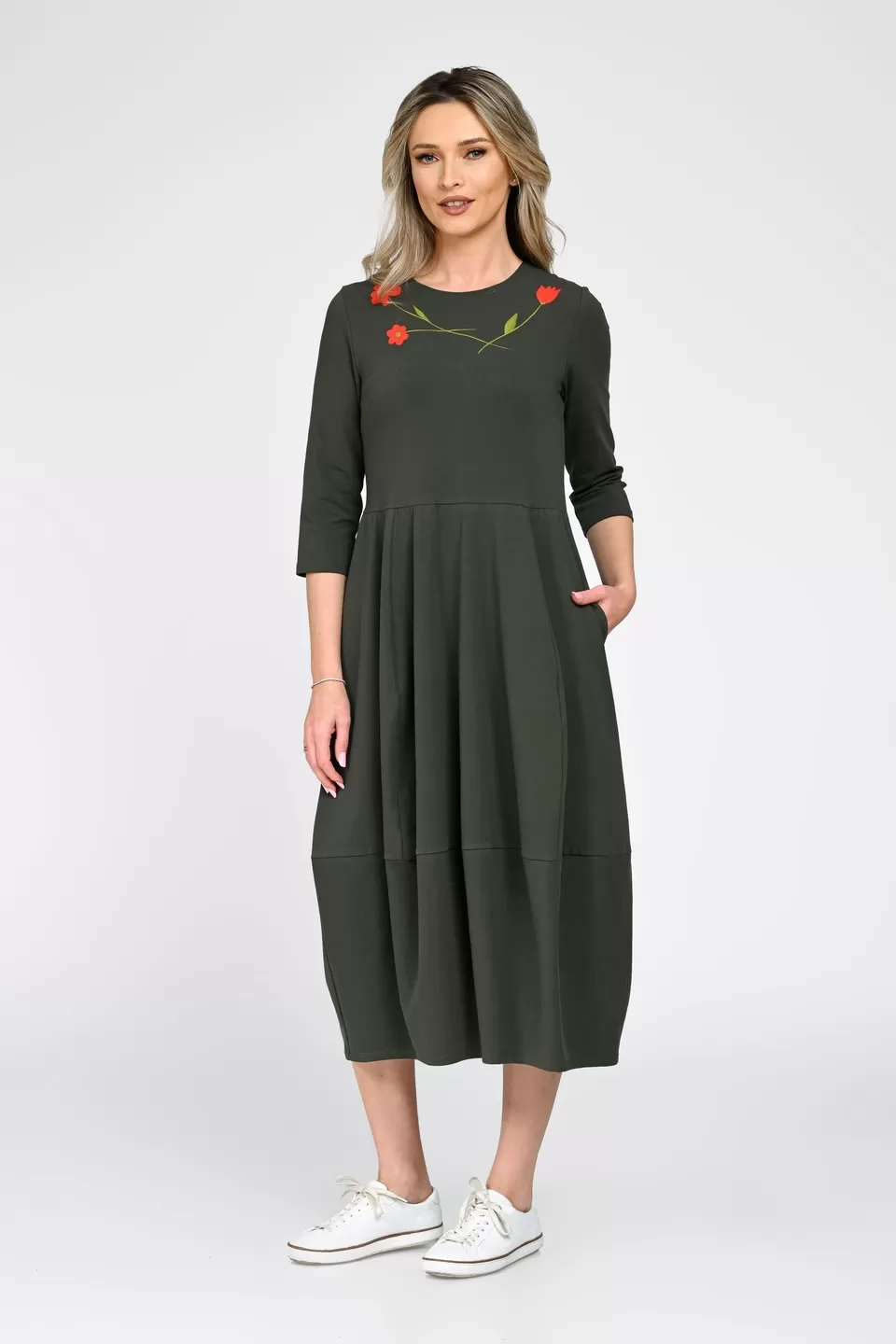 Rochie Dama, Eranthe, Baloon, tip Lalea, cu Pictura Realizata Manual V367