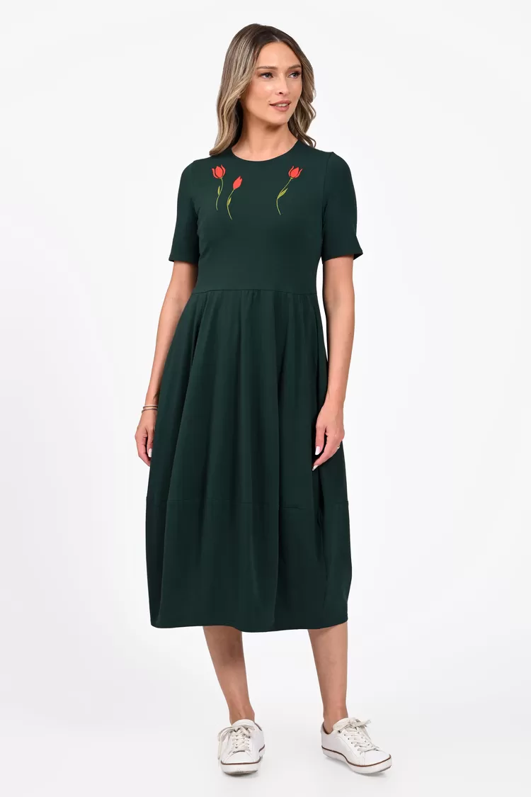 Rochie Dama, Eranthe, Baloon, tip Lalea, cu Pictura Realizata Manual V392