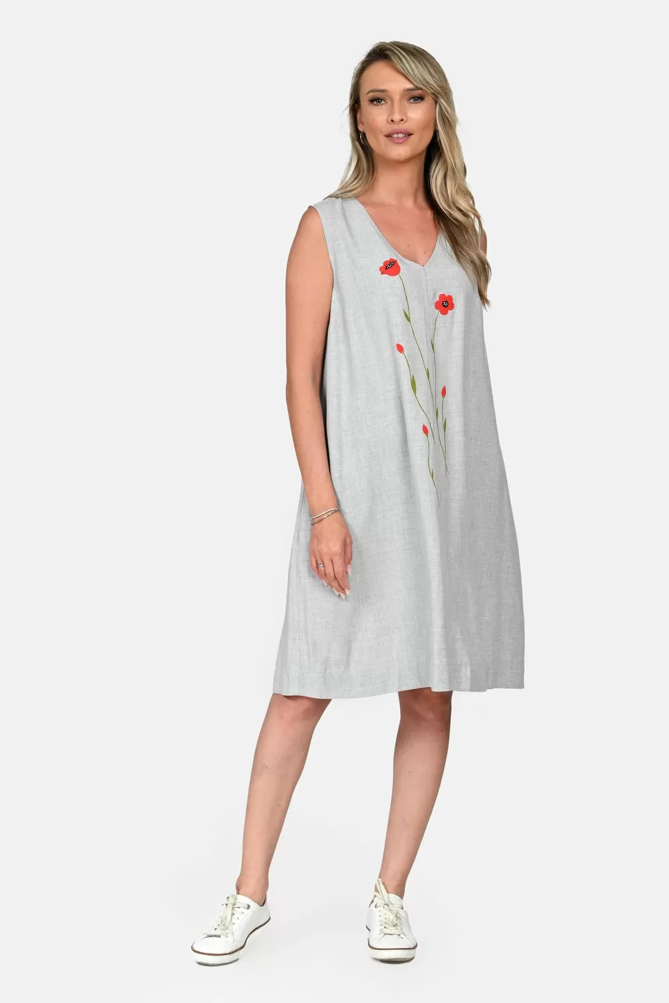Rochie Dama, Eranthe, V-Neckline, cu Pictura Realizata Manual V341