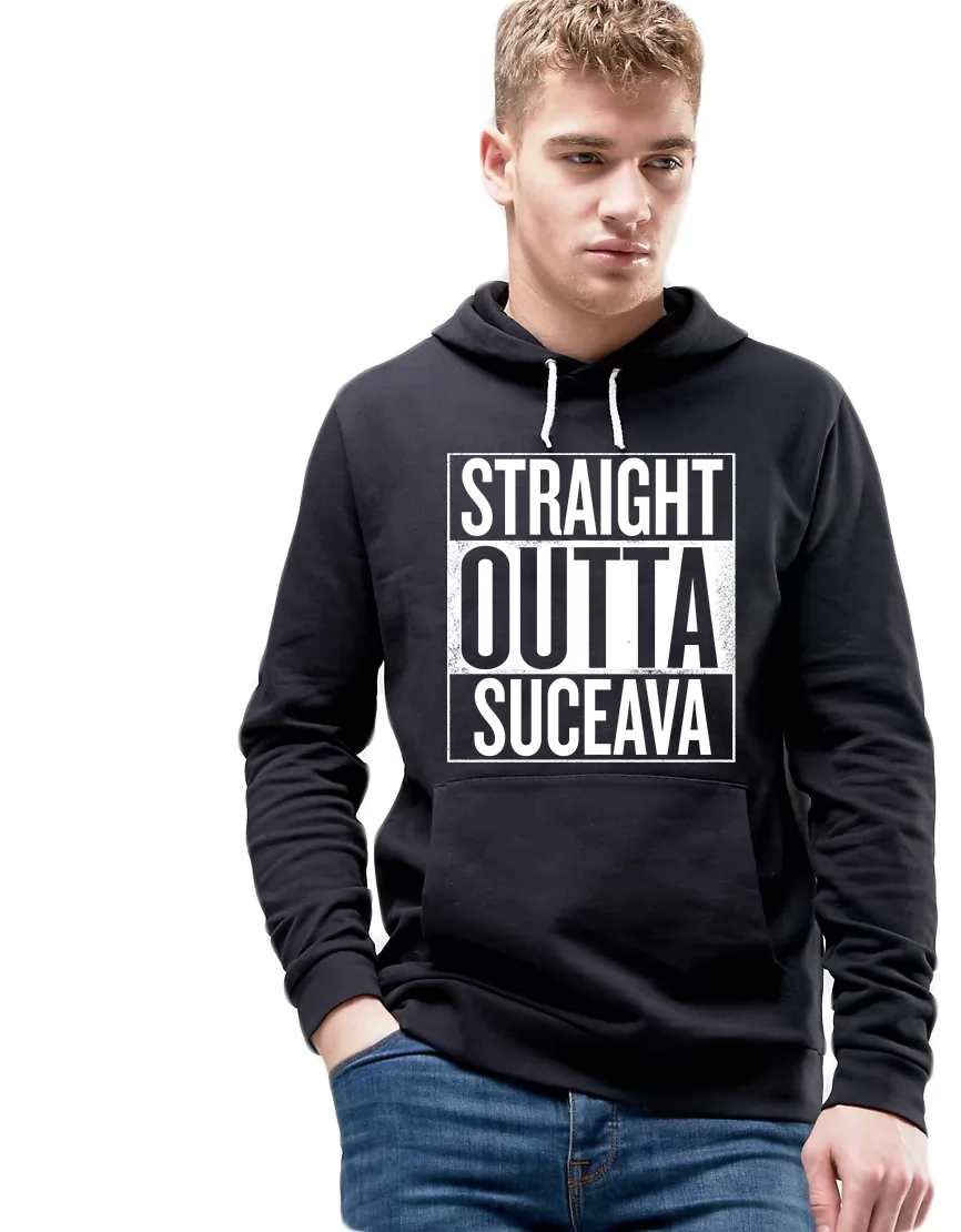 Hanorac Barbati Negru - Straight Outta Suceava