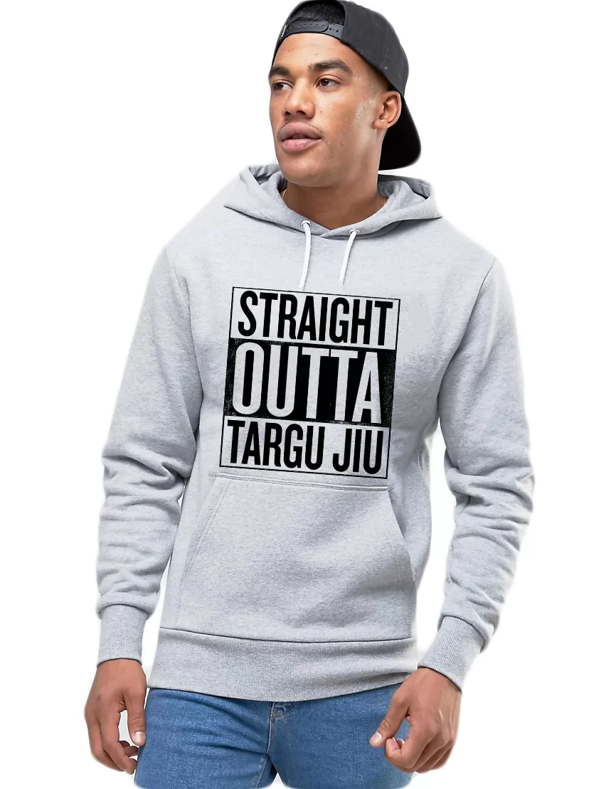 Hanorac Barbati Gri - Straight Outta Targu Jiu