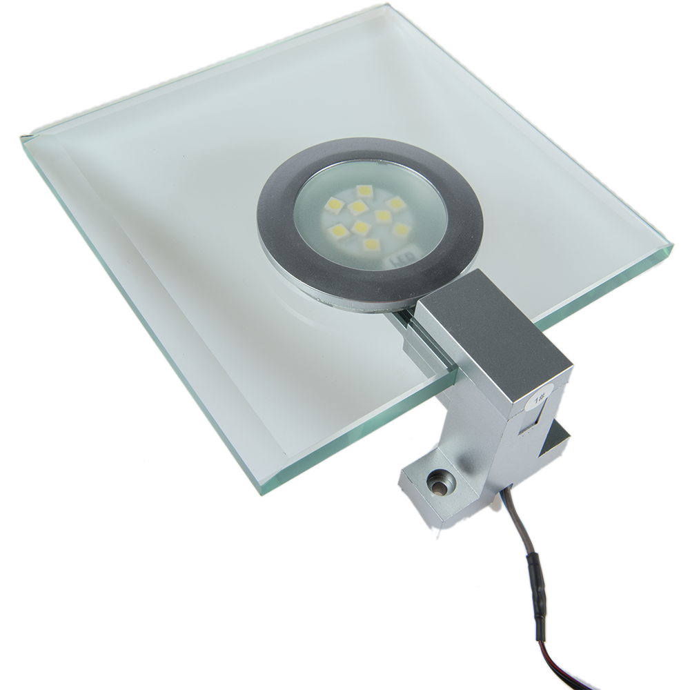 Spot LED patrat Pegaz, 2W, sticla, lumina calda, IP22