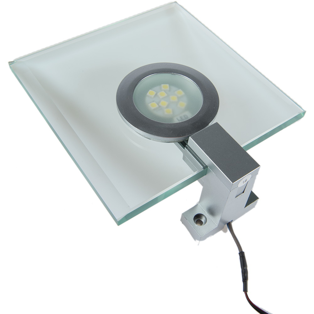 Spot LED patrat Pegaz, 2W, sticla, lumina rece, IP22