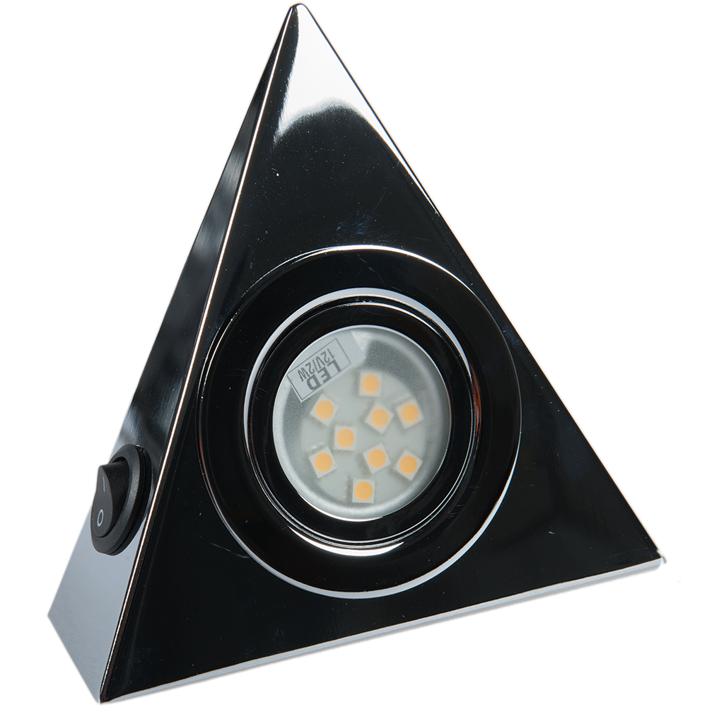Spot LED piramidal cu switch, 2W, cromat, lumina calda, IP22