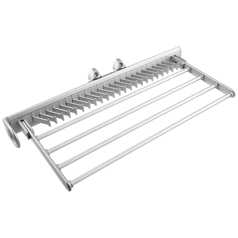 Suport pentru cravate si pantaloni, aluminiu plastic, argintiu mat, 450 x 215 x 81 mm