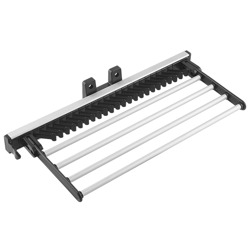 Suport pentru cravate si pantaloni cu glisiera cu bile, aluminiu plastic, negru mat, 454 x 183 x 200 mm
