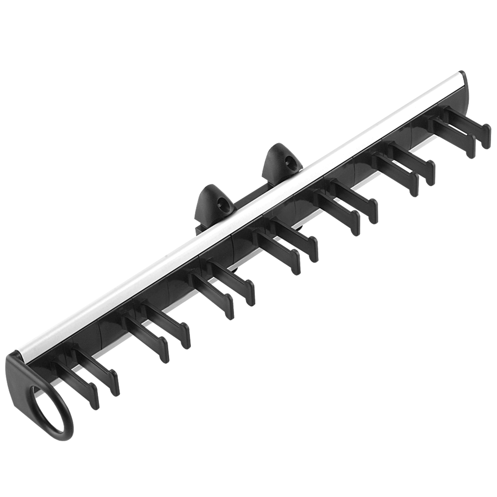 Suport pentru cravate, aluminiu plastic, negru mat, 435 x 45 mm