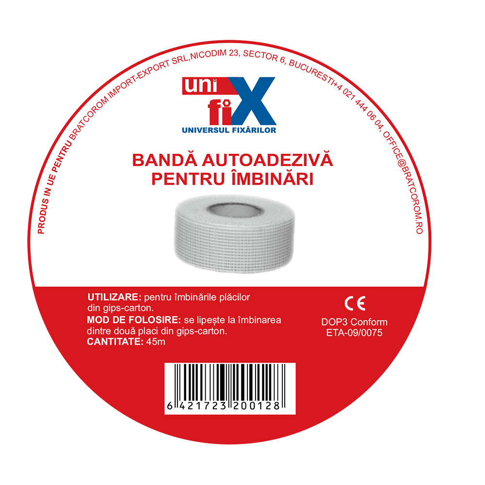 Banda autoadeziva pentru rosturi la placile de gips-carton, 45 ml rola