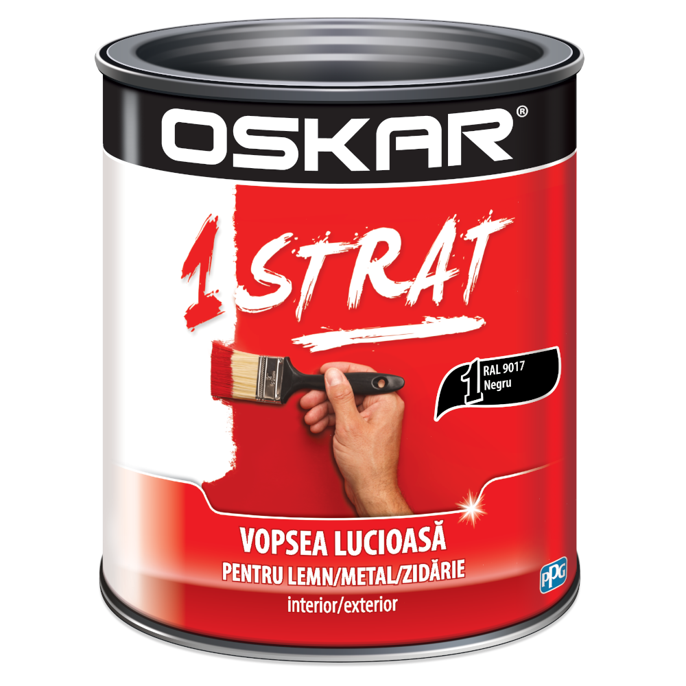 Email Oskar 1 strat, interior exterior, RAL 9017 negru, 0.75 l