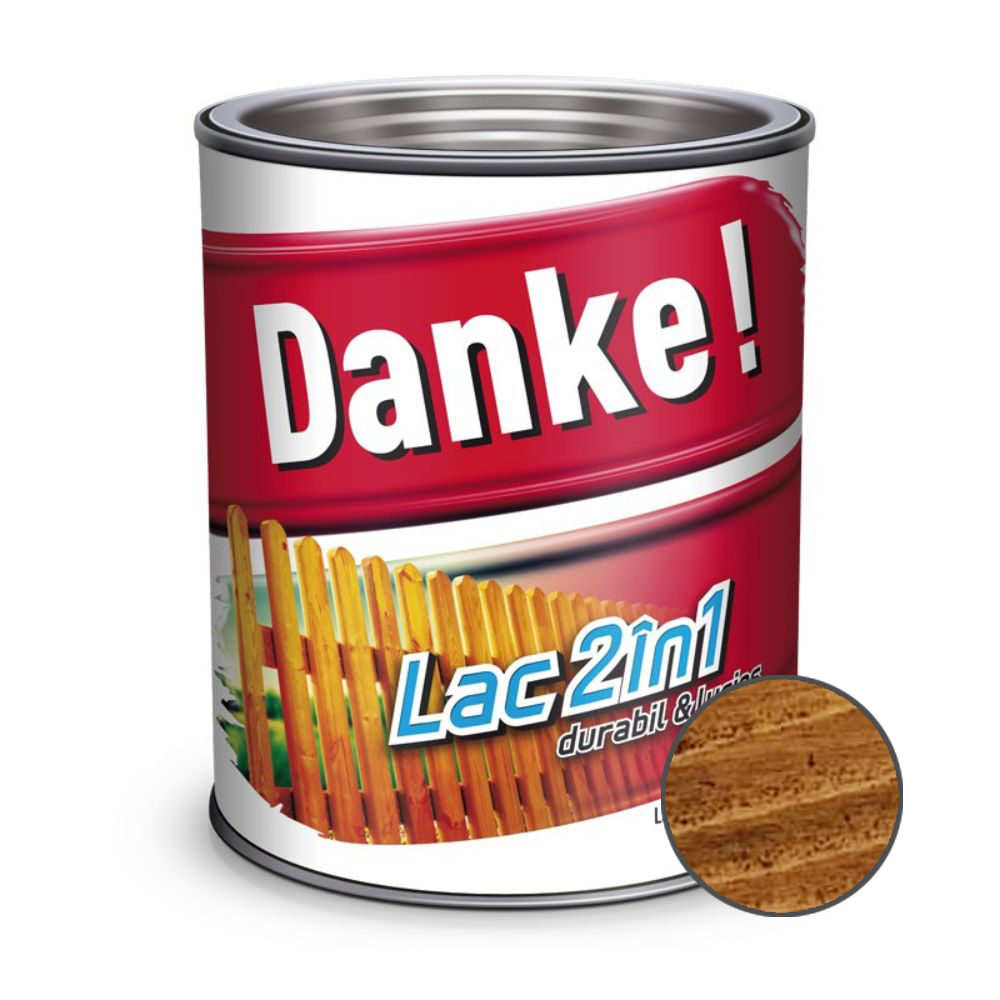 Lac pentru lemn 2 in 1, Danke!, stejar, interior exterior, 2.5L