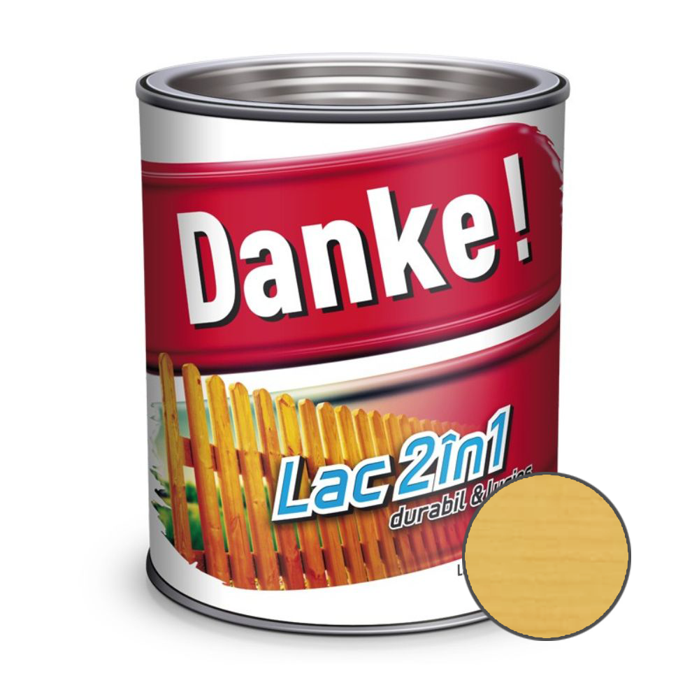 Lac pentru lemn 2 in 1, Danke!, incolor, interior exterior, 2.5L