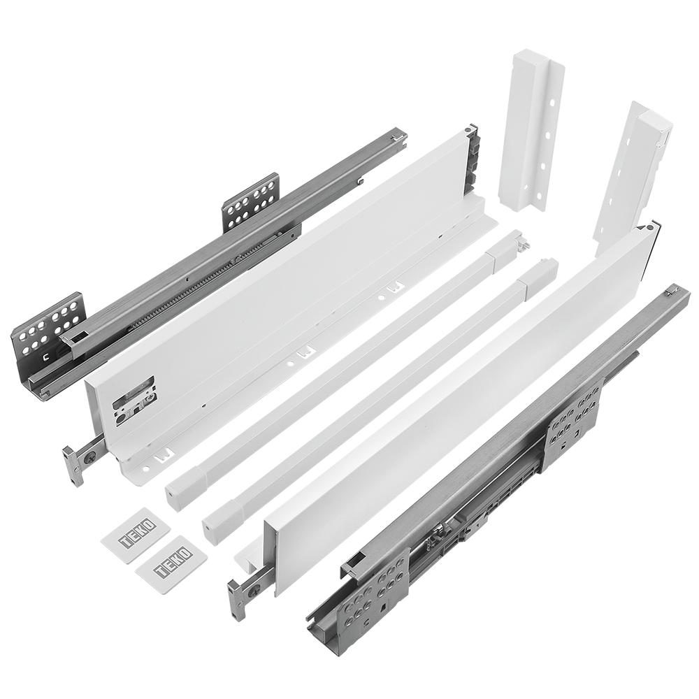 Sistem pentru sertar, Teko Slim, alb, slim, 40 kg, H 199 mm, 500 mm