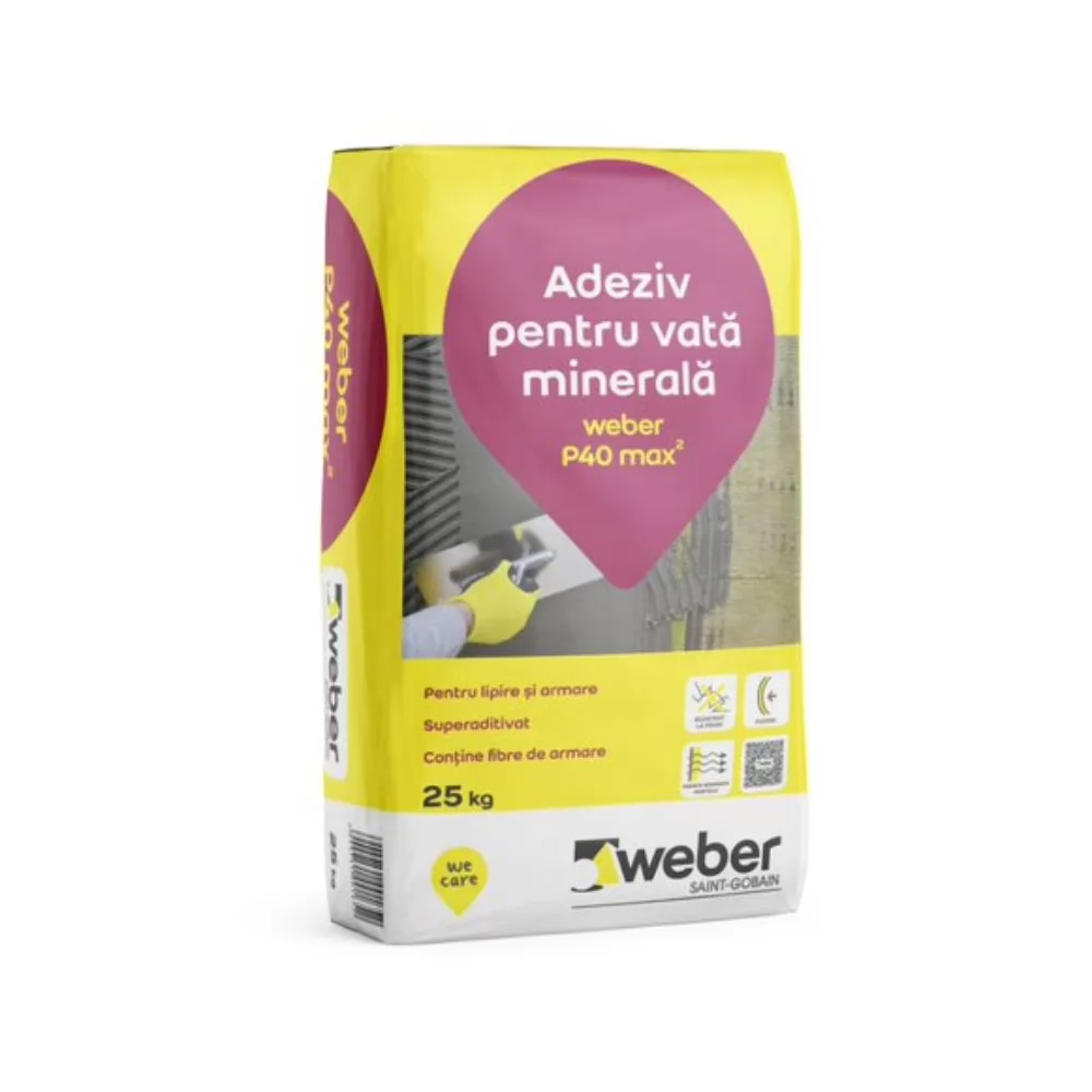 Adeziv vata minerala polistiren Weber P40 Max2, interior exterior, 25 kg