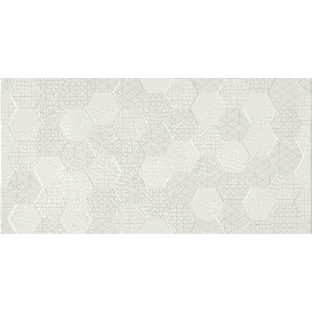 Faianta baie bucatarie Grafen Hexagon White, alb, mat, model, 60 x 30 cm