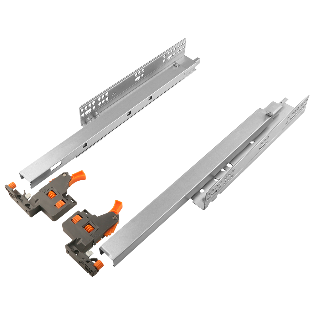 Glisiera ascunsa cu clipsuri, simple, extractie totala, otel + plastic, zincat, max 35 kg, 500 mm