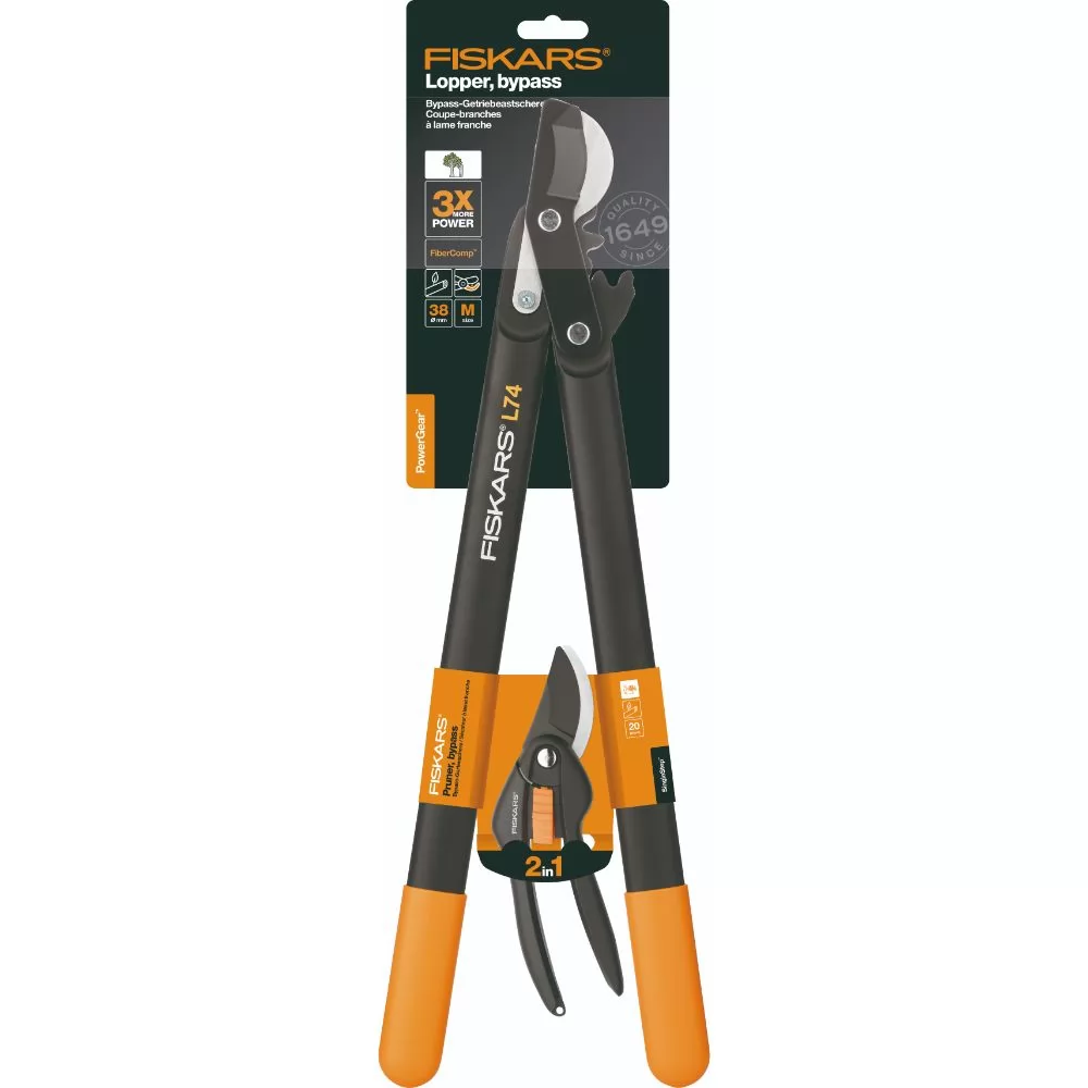 Foarfeca gradinarit Fiskars PowerGear L74 (M), contracutit curbat, 545 mm