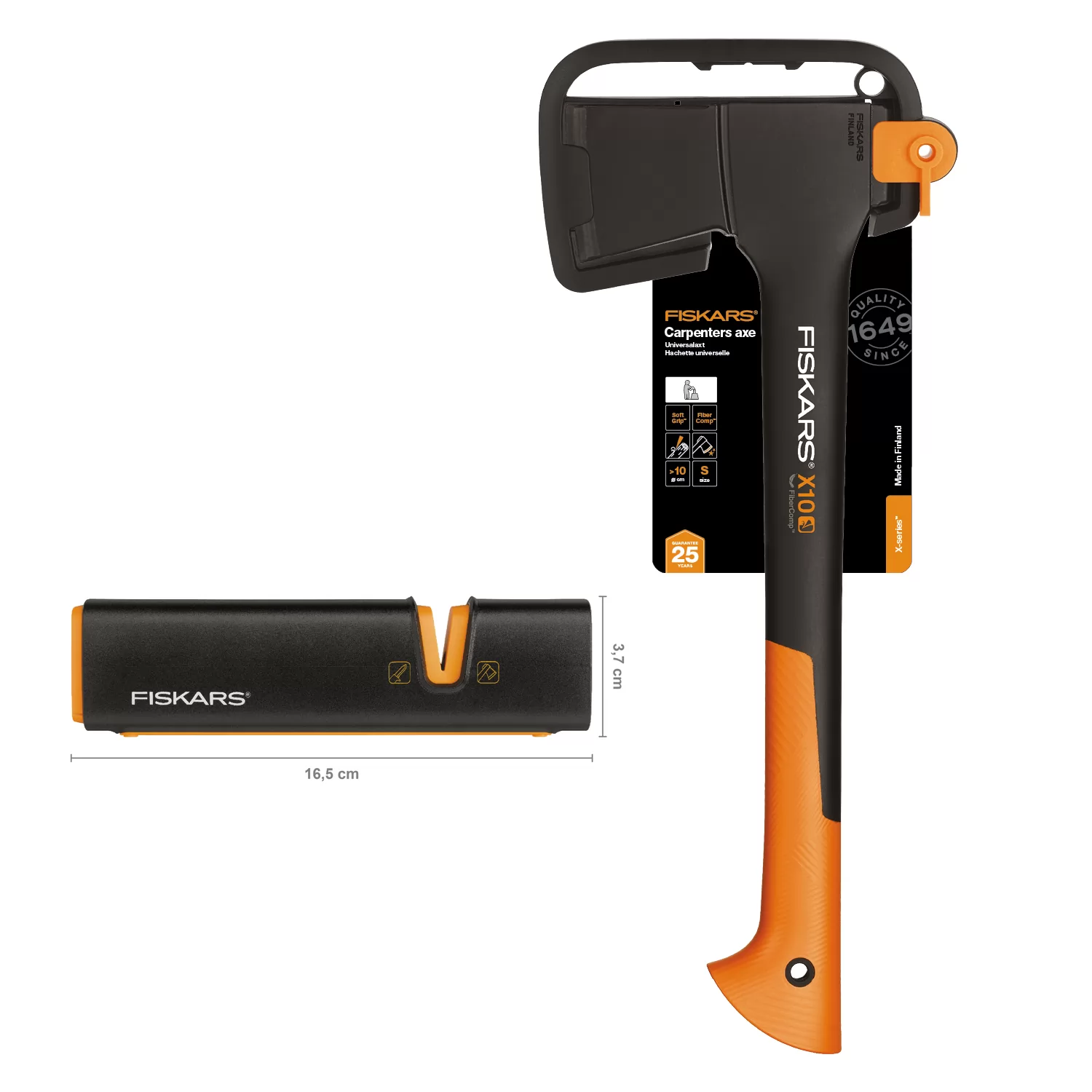 Topor Fiskars X10, lama otel carbon + coada poliamida armata cu fibra, 940�g