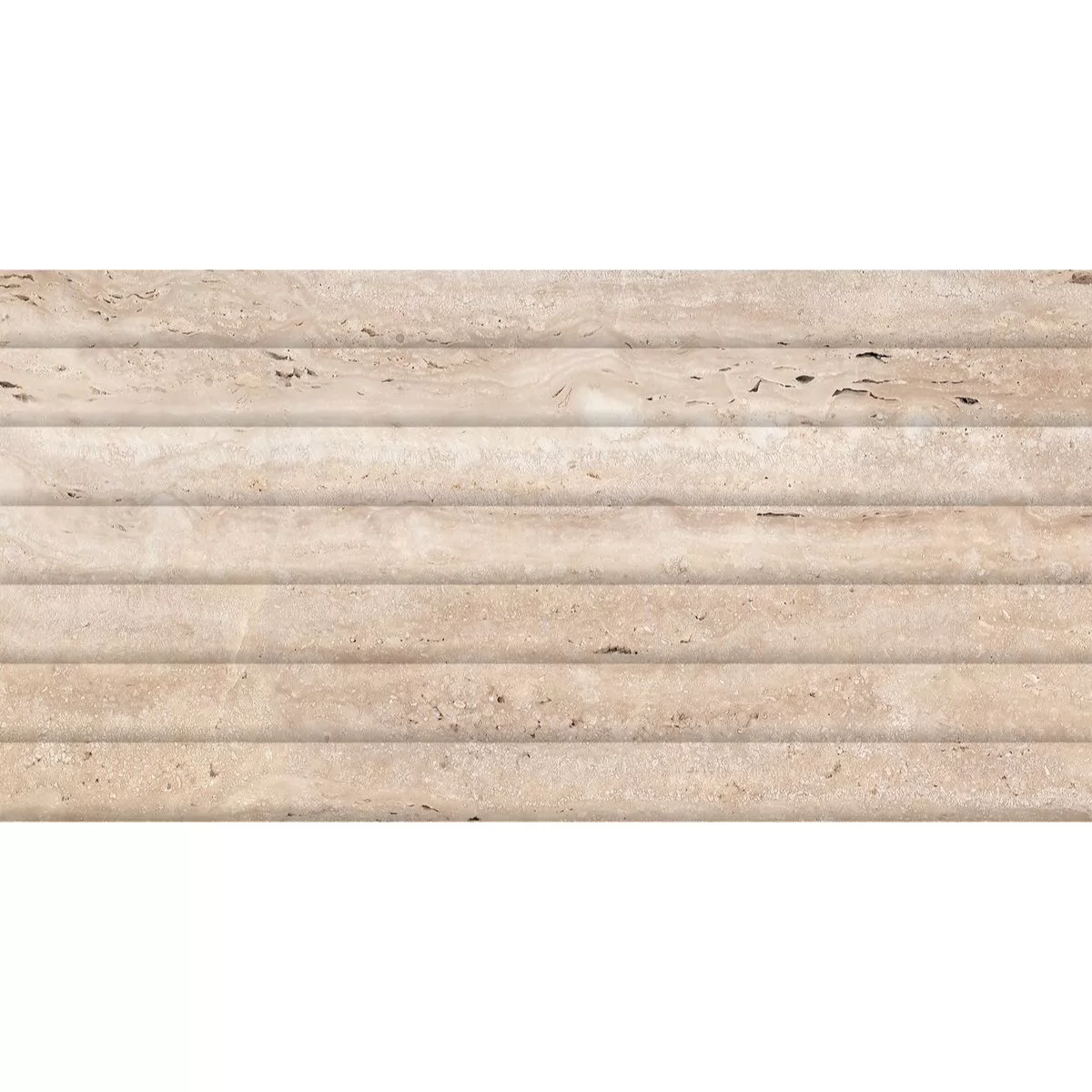 Faianta baie bucatarie rectificata glazurata Travertine Natural Liner LT, bej, lucios, aspect de caramida, 60 x 30 cm