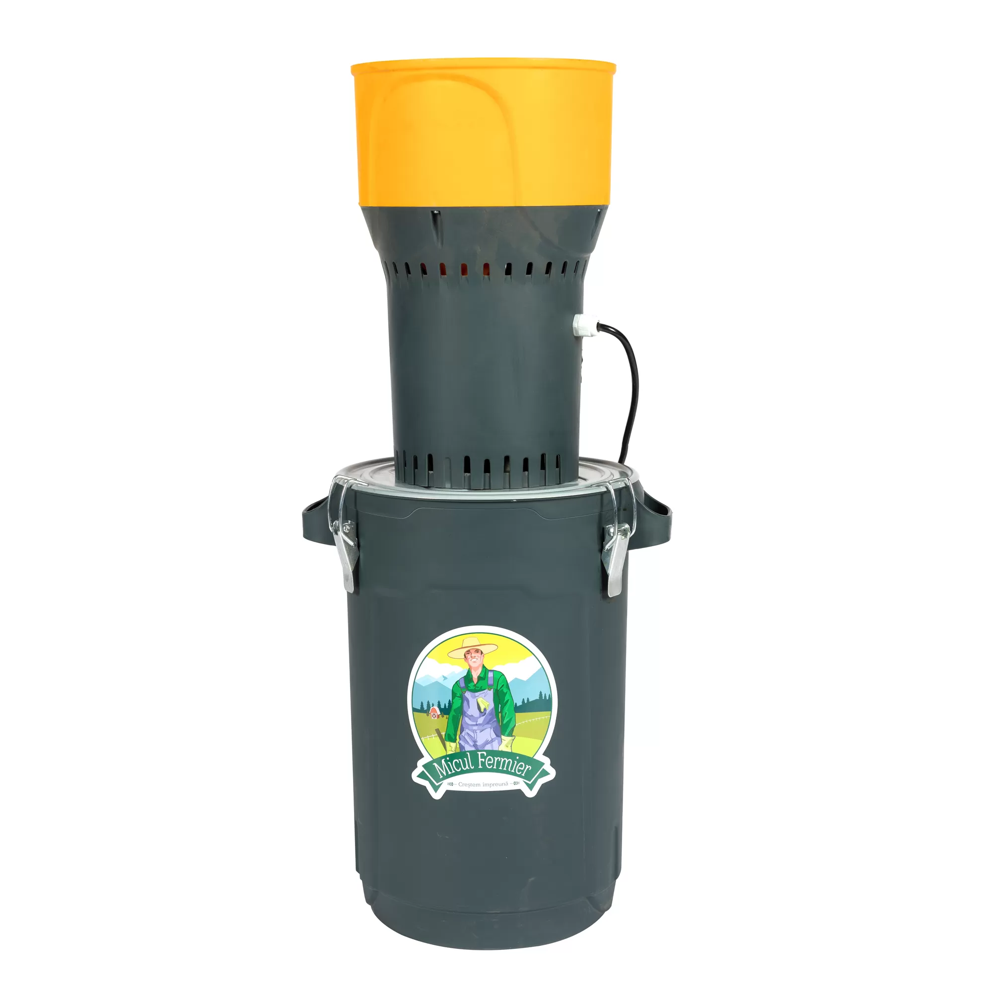 Moara electrica cu galeata plastic Micul Fermier, 1000 W, capacitate de lucru 60 - 80 kg h