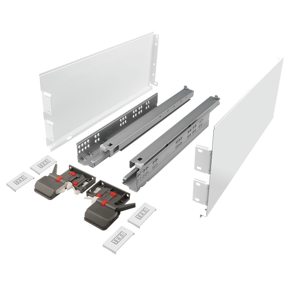 Set sertar Teko Extra Slim, otel si plastic, alb, 35 kg, 450 mm