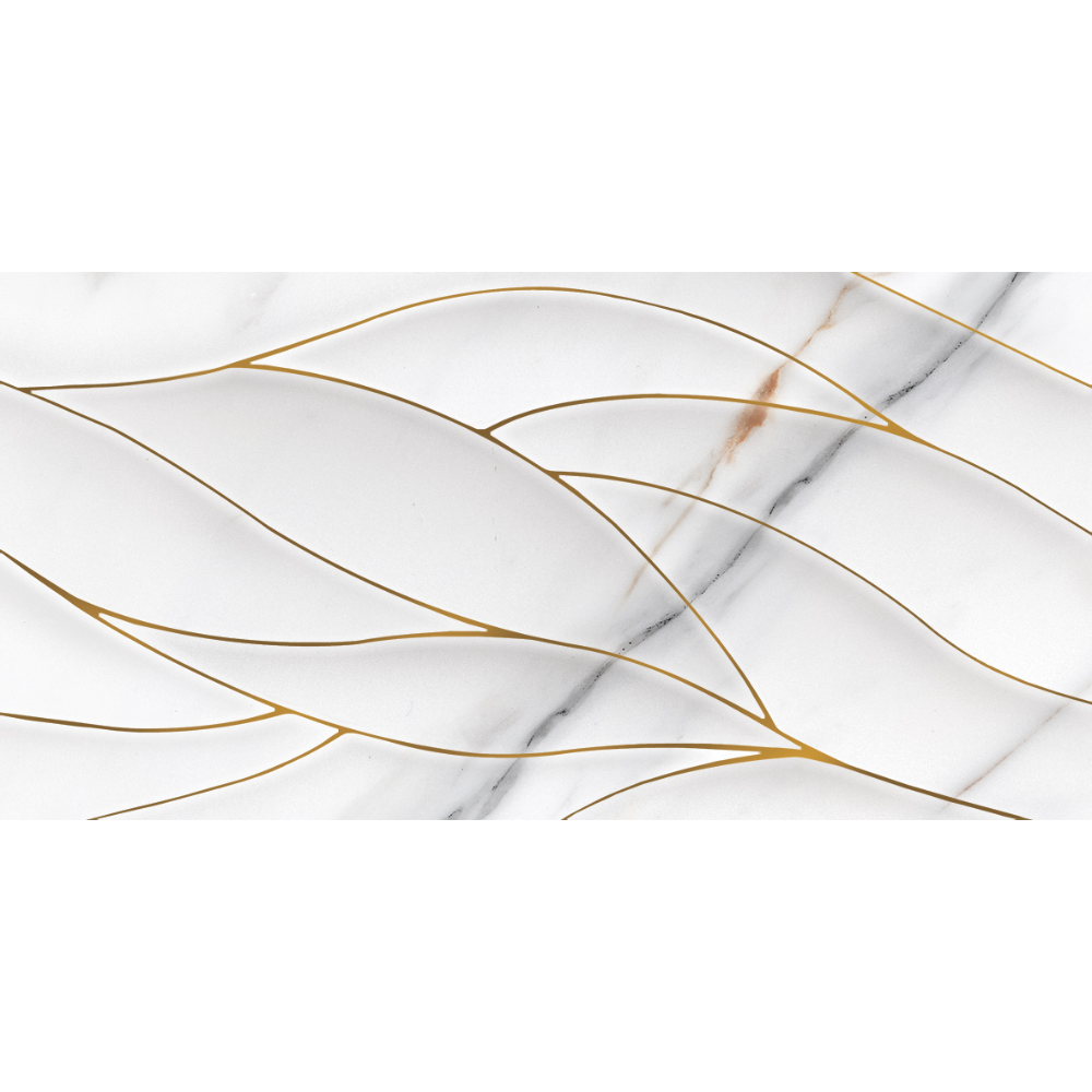 Medalion faianta baie bucatarie glazurata Cesarom Statuario, alb, lucios, aspect de marmura, 50 x 25 cm
