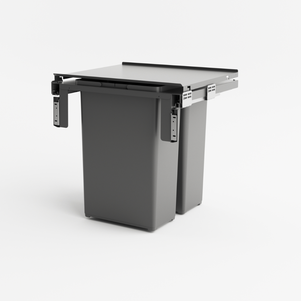 Sistem cos gunoi incorporabil H53 Compagnucci, plastic si metal, antracit, 600 mm, 2 x 35 l