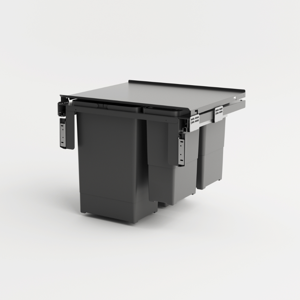 Sistem cos gunoi incorporabil H44 Compagnucci, plastic si metal, antracit, 600 mm, 64 l
