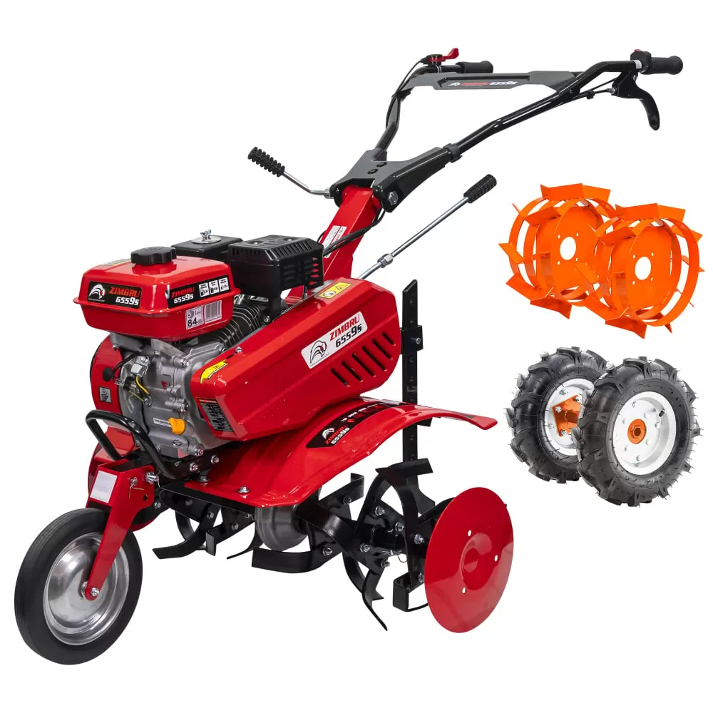 Motosapa pe benzina Ruris Zimbru 6559s, putere 7 CP, 208 CC, 4 timpi, 2 + 1 viteze, latime lucru 560 - 830 mm, adancime lucru max 290 mm