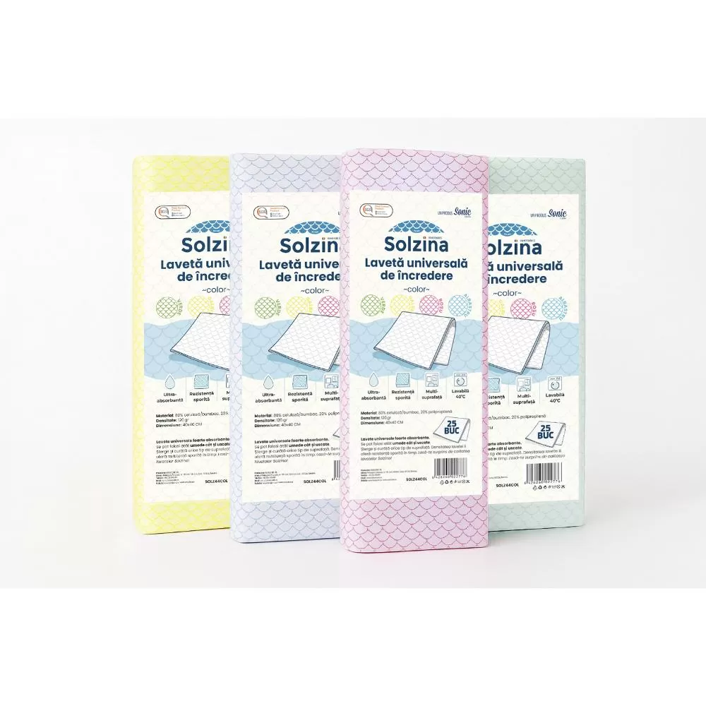 Lavete universale Solzina, colorate, 40 x 40 cm, 25 buc pac