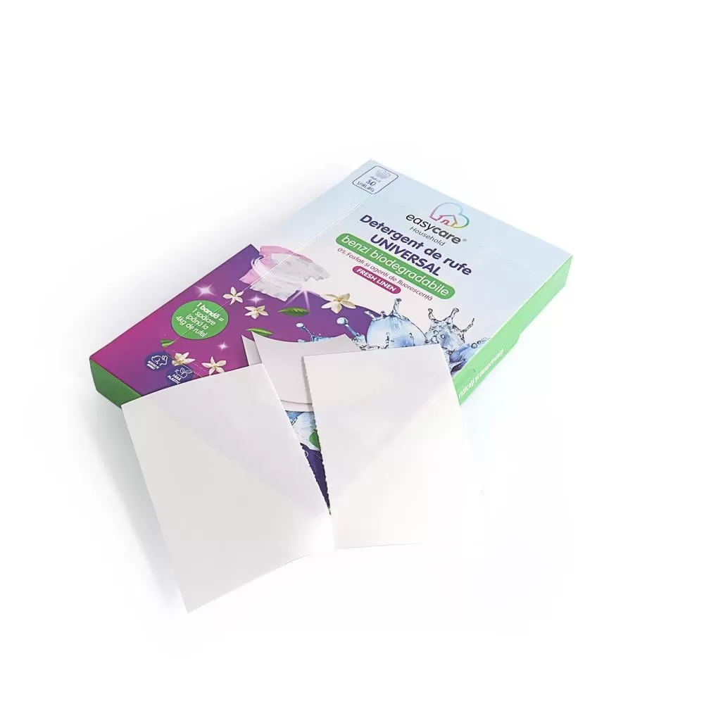Detergent de rufe universal sub forma de benzi biodegradabile, fresh linen, 80 spalari cutie