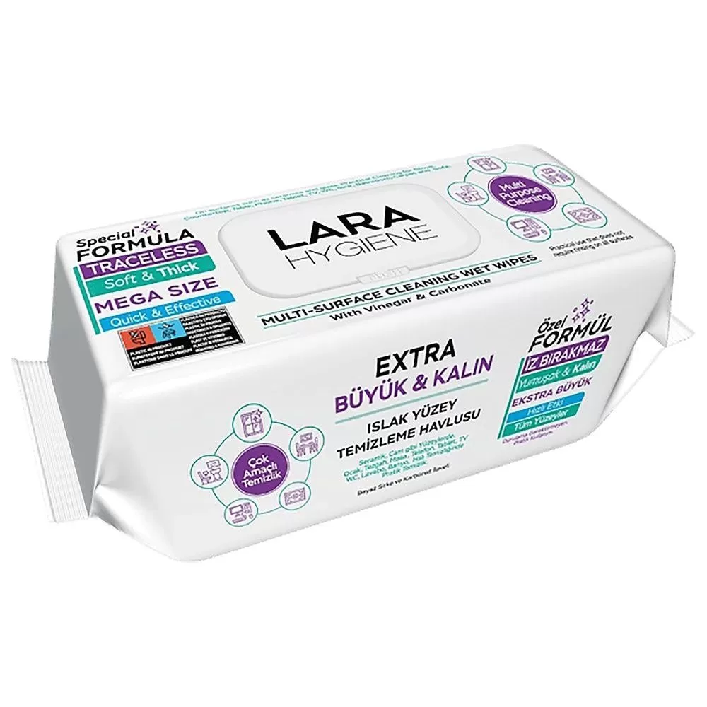 Servetele umede multisuprafete cu otet si bicarbonat, Lara, 100 buc set