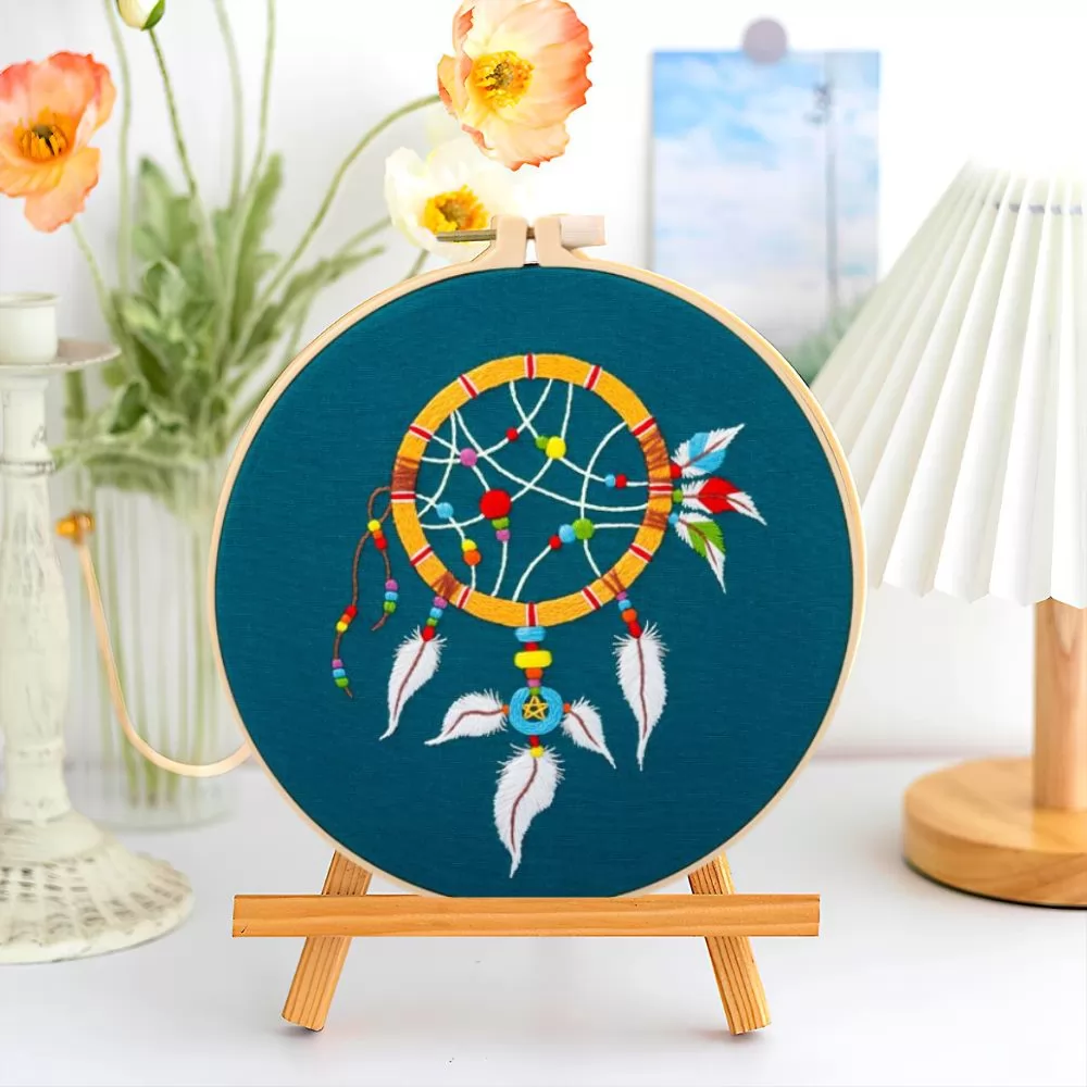 Kit Broderie DIY, Dreamcatcher, albastru