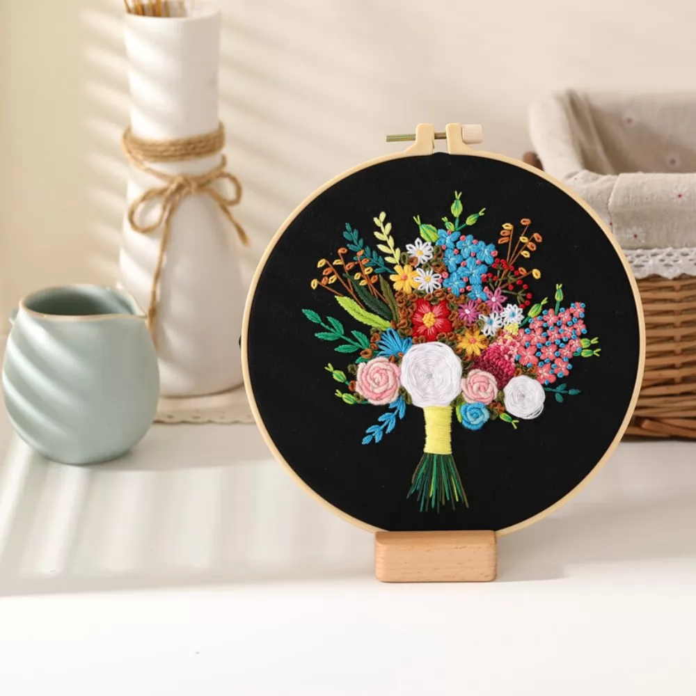 Kit Broderie DIY, Buchet de Flori, Contrast