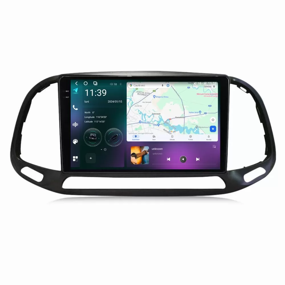 Navigatie dedicata cu Android Fiat Doblo 2015 - 2022, 12GB RAM, Radio GPS Dual Zone, Display 2K QLED 9.5