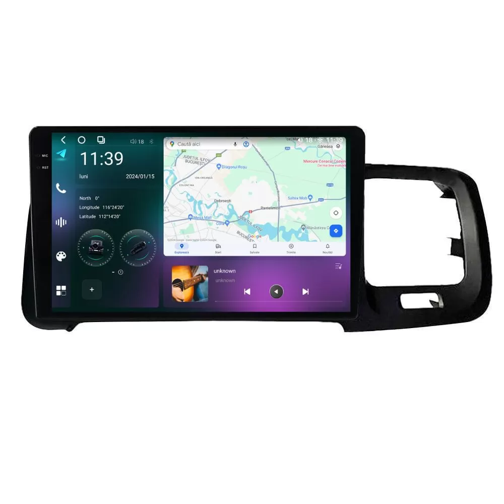 Navigatie dedicata cu Android Volvo S60 II V60 I 2010 - 2014, 12GB RAM, Radio GPS Dual Zone, Display 2K QLED 9.5