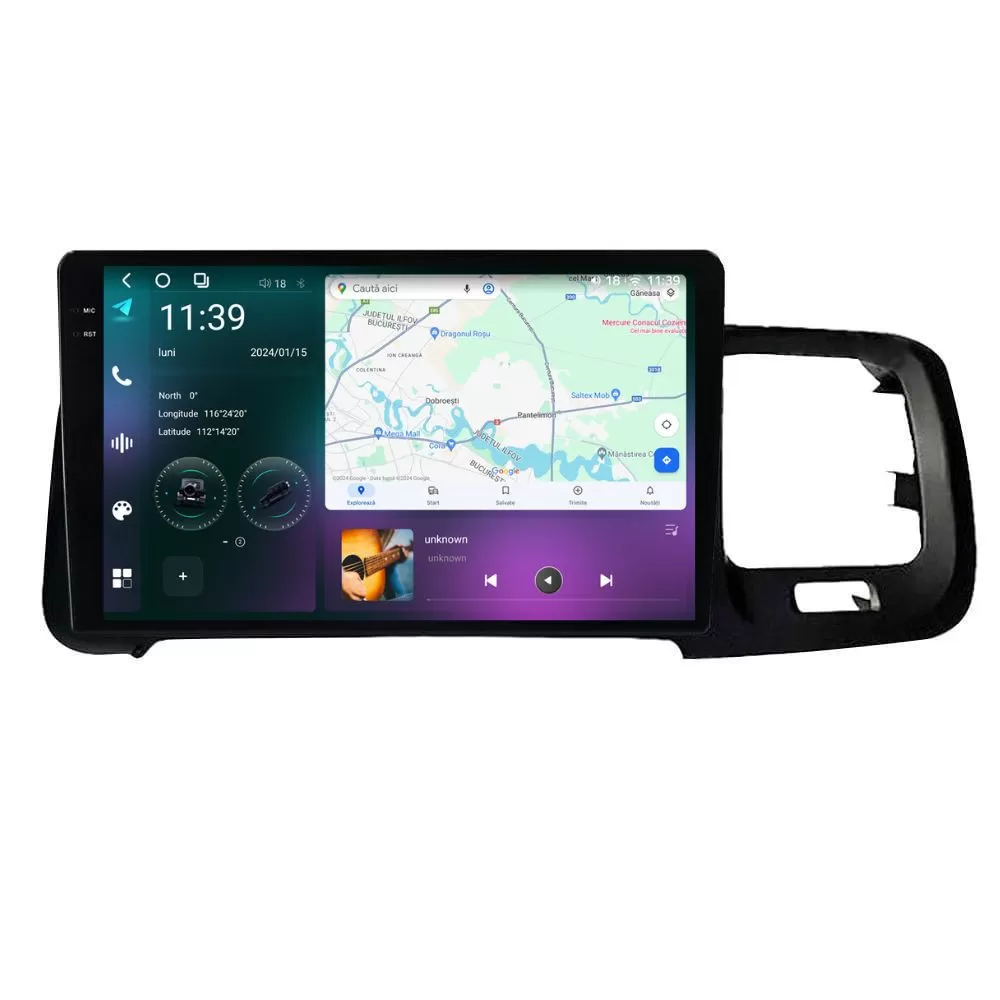 Navigatie dedicata cu Android Volvo S60 II V60 I 2014 - 2018, 12GB RAM, Radio GPS Dual Zone, Display 2K QLED 9.5