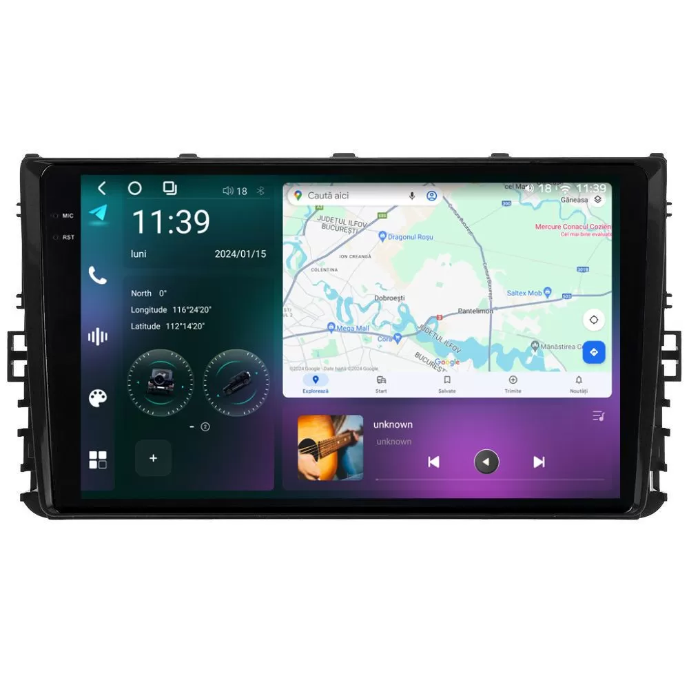 Navigatie dedicata cu Android VW Transporter Caravelle dupa 2020, 12GB RAM, Radio GPS Dual Zone, Display 2K QLED 9.5